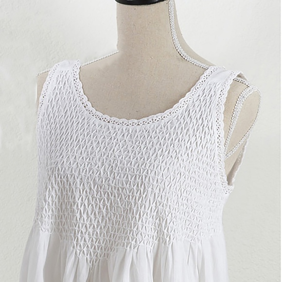 Taleen Intimates & Sleepwear White Cotton Embroidered Nightgown